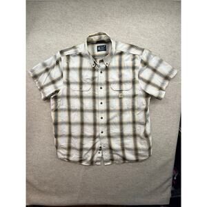 Carhartt Plaid Button Down Shirt Mens 2XL Loose Fit Short Sleeve Workwear